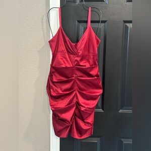 Source Unknown Red Ruched Bodycon Mini Dress